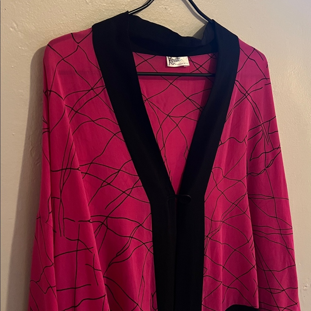 100% Silk Kavtta Painted Silk Kimono-Style Top